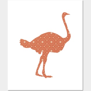 Ostrich Silhouette with Pattern Posters and Art